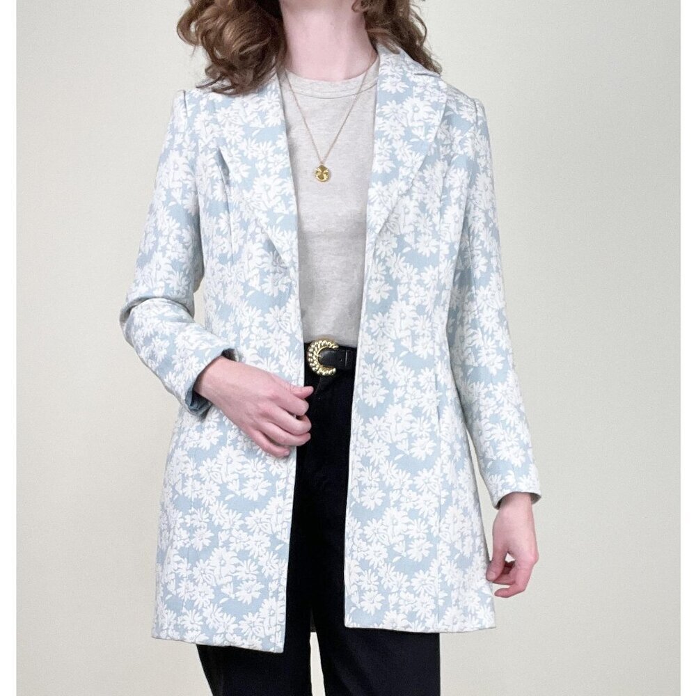 Vintage Jacquard Woven Knit Peacoat Jacket Whimsical Cottagecore Feminine Coat